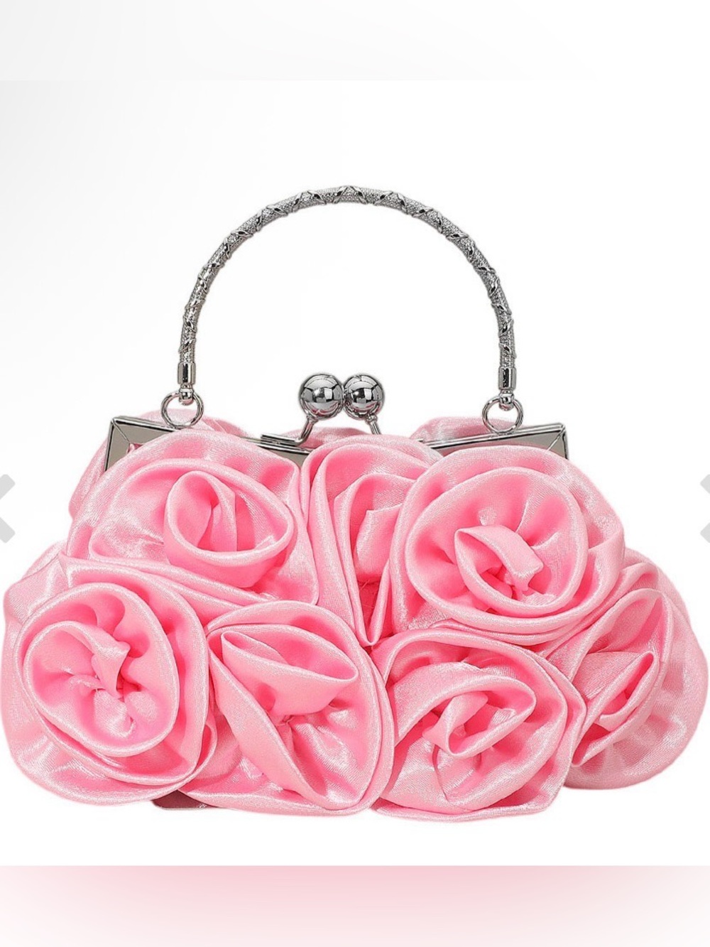Pink Floral Elegant Rosette Handbag
